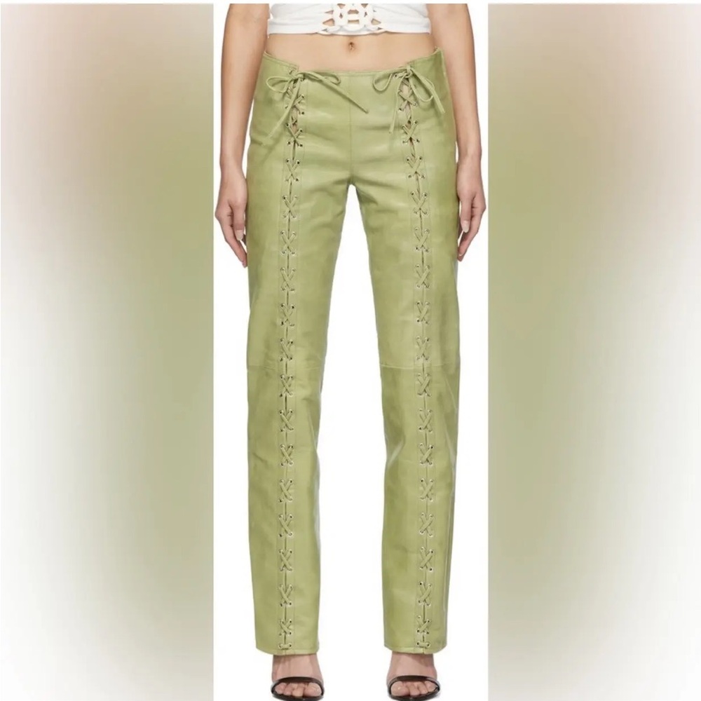 Saks Potts Christina Lace-Up Lambskin Leather Pants